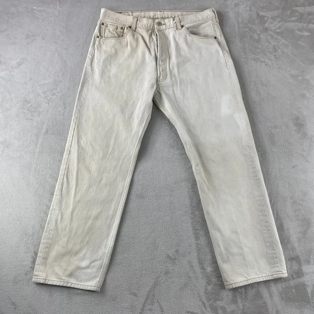 Vintage Levi's 501 XX Jeans Men 38 (Fits 34x29) Beige Straight Leg Grunge‎ Y2K